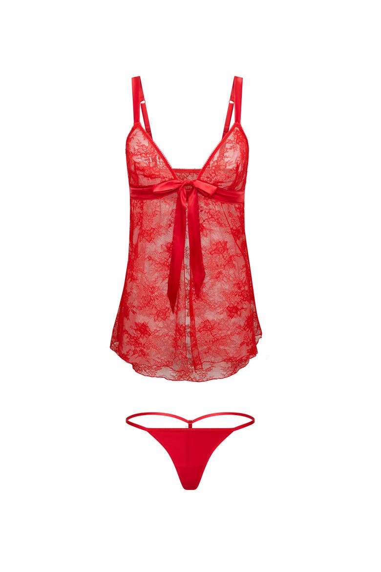 Hillary Babydoll Lingerie, Alternate, color, Dark red