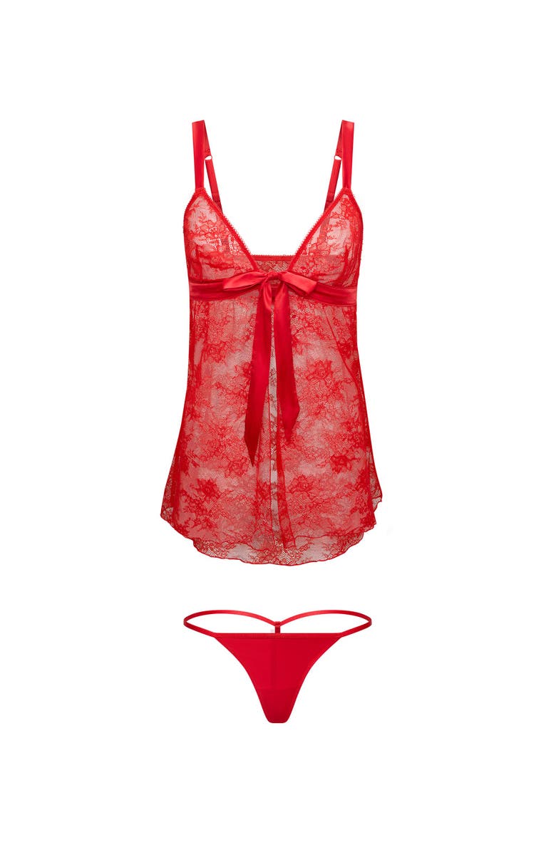 Adore Me Hillary Babydoll Lingerie, Alternate, color, Dark Red