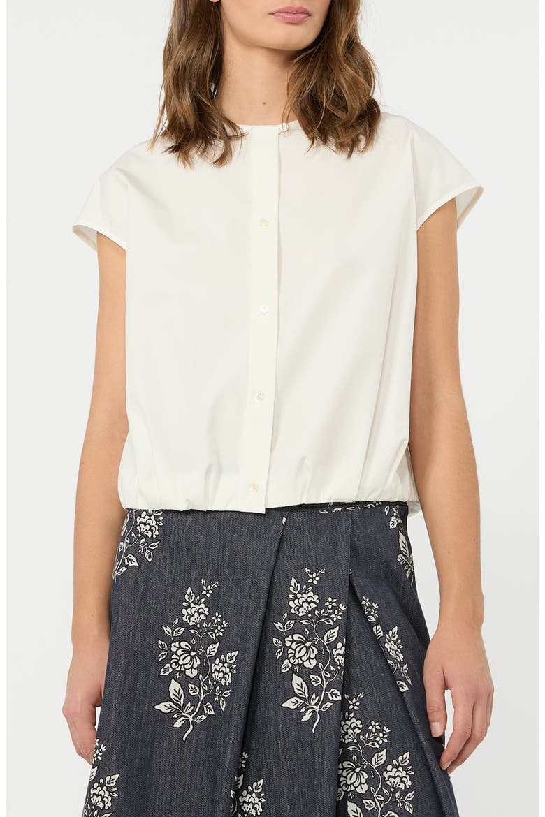 Gelatina Cap Sleeve Button-Up Shirt, Main, color, WHITE