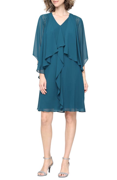 Chiffon Sleeveless Dress with Beaded Jacket