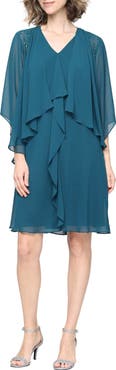 SL FASHIONS Chiffon Sleeveless Dress with Beaded Jacket