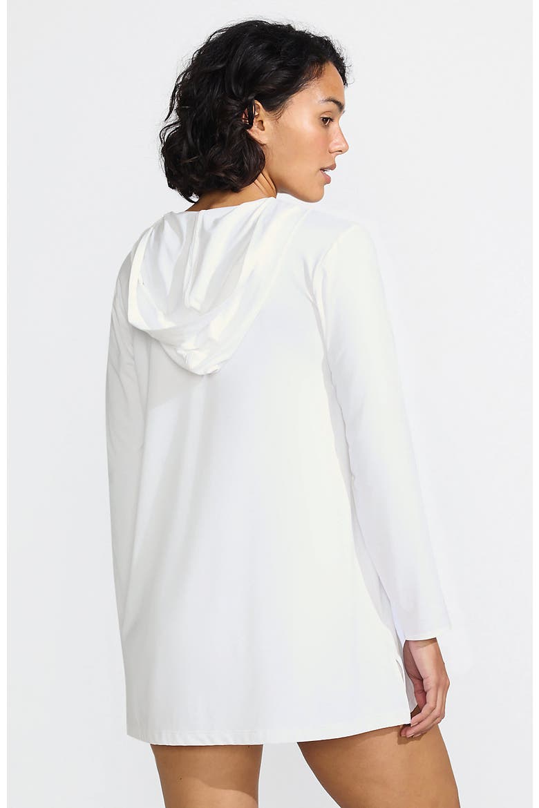 Cotton Jersey Long Sleeve Hooded Swim Cover-up Dress, Alternate, color, White
