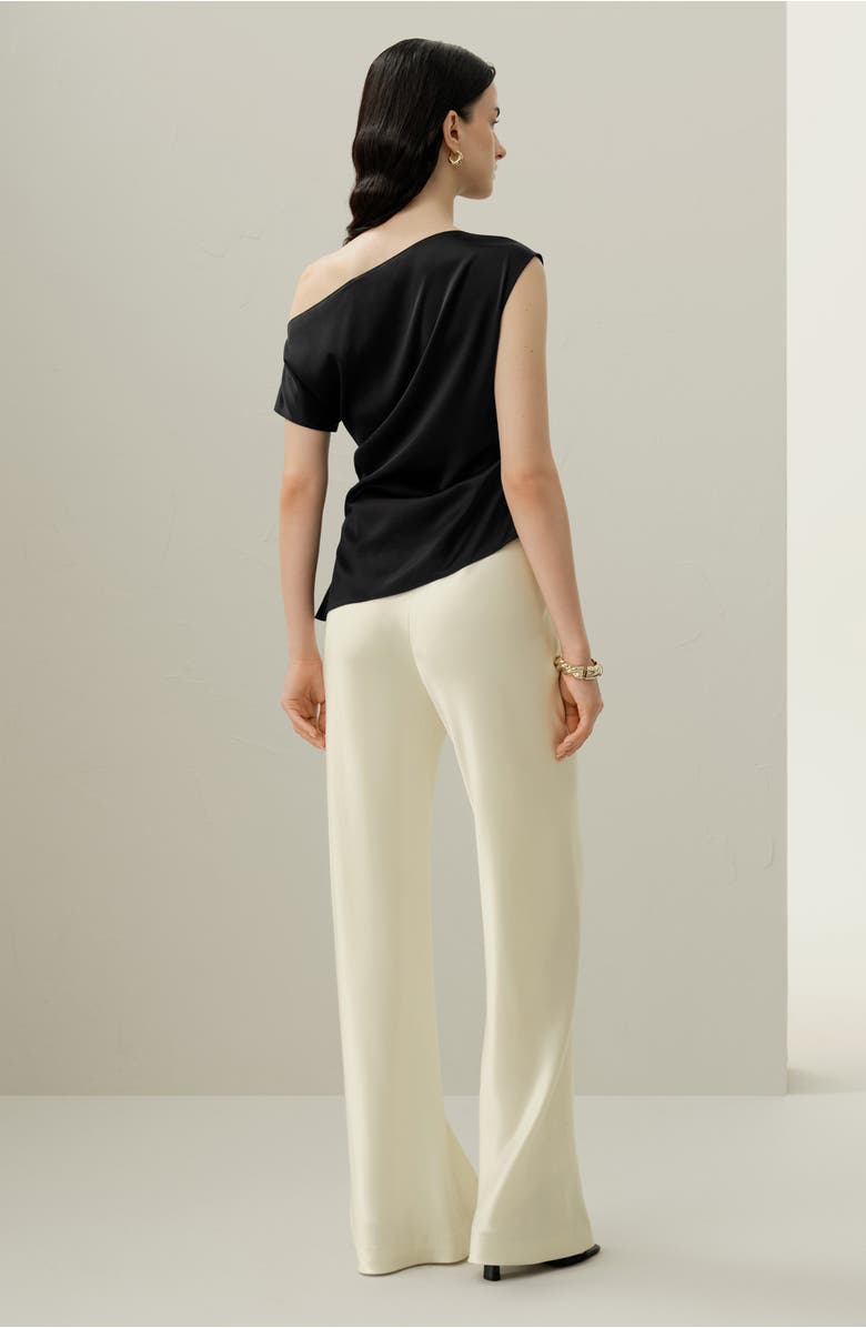 Lilysilk Women's Stretch Silk Charmeuse Asymmetric Top, Alternate, color, Black