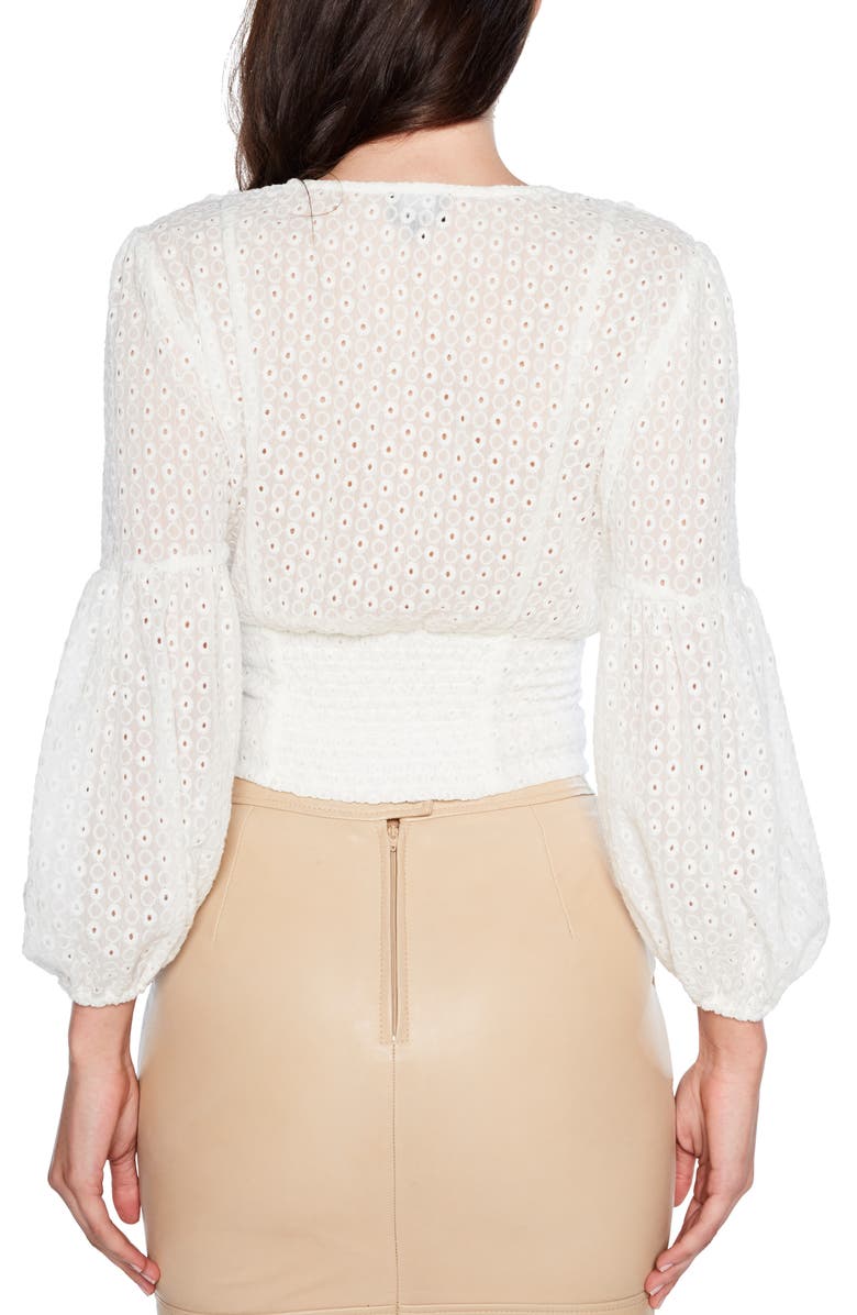 Bardot Eyelet Crop Blouse, Alternate, color, 