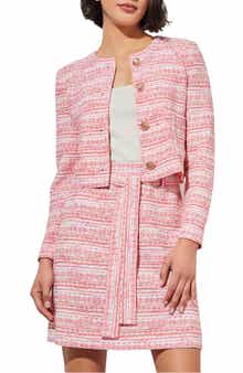 Ming Wang Stripe Tweed Crop Jacket