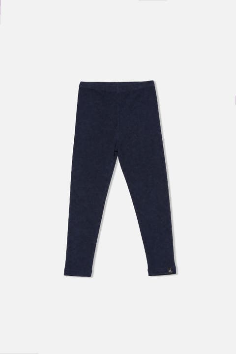 Rib Elastic Waistband Logo Patch Leggings