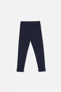 Deux par Deux Rib Elastic Waistband Logo Patch Leggings
