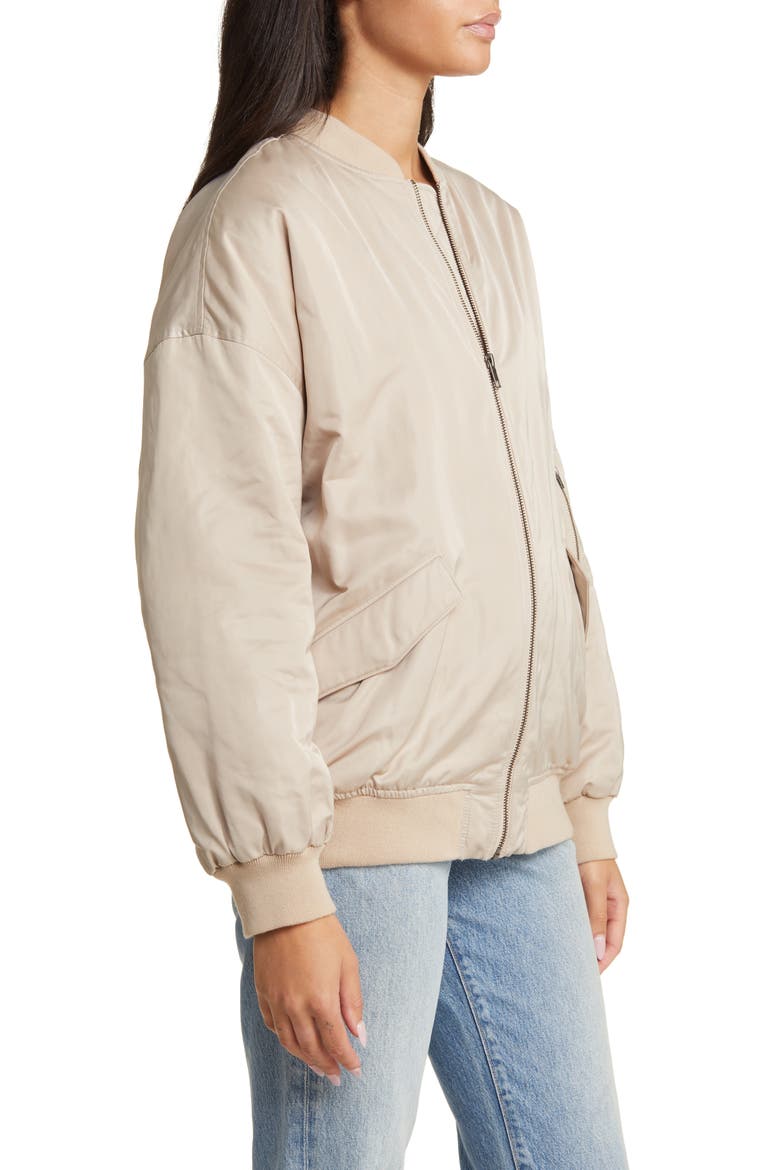 Oversize Bomber Jacket, Alternate, color, TAN OXFORD