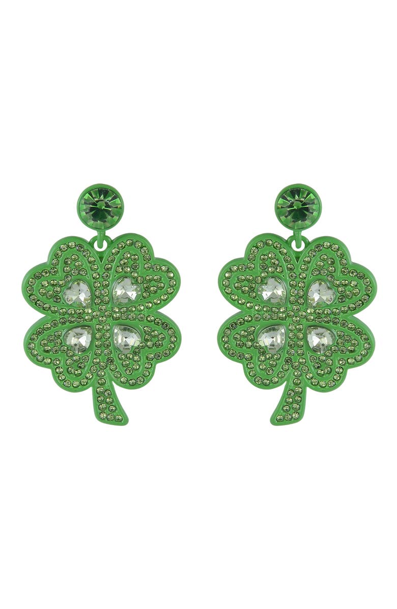 Hallmark Four Leaf Clover Earrings, Alternate, color, Green