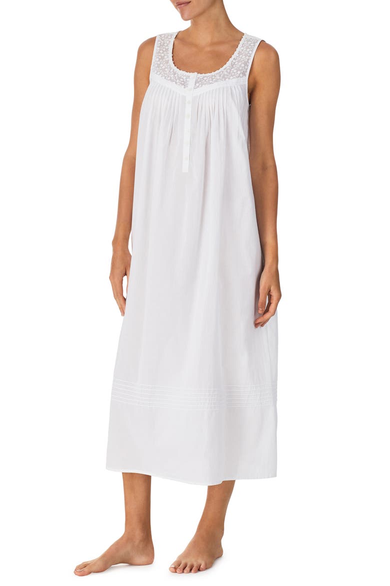 Sleeveless Cotton Ballet Nightgown, Alternate, color, WHITE