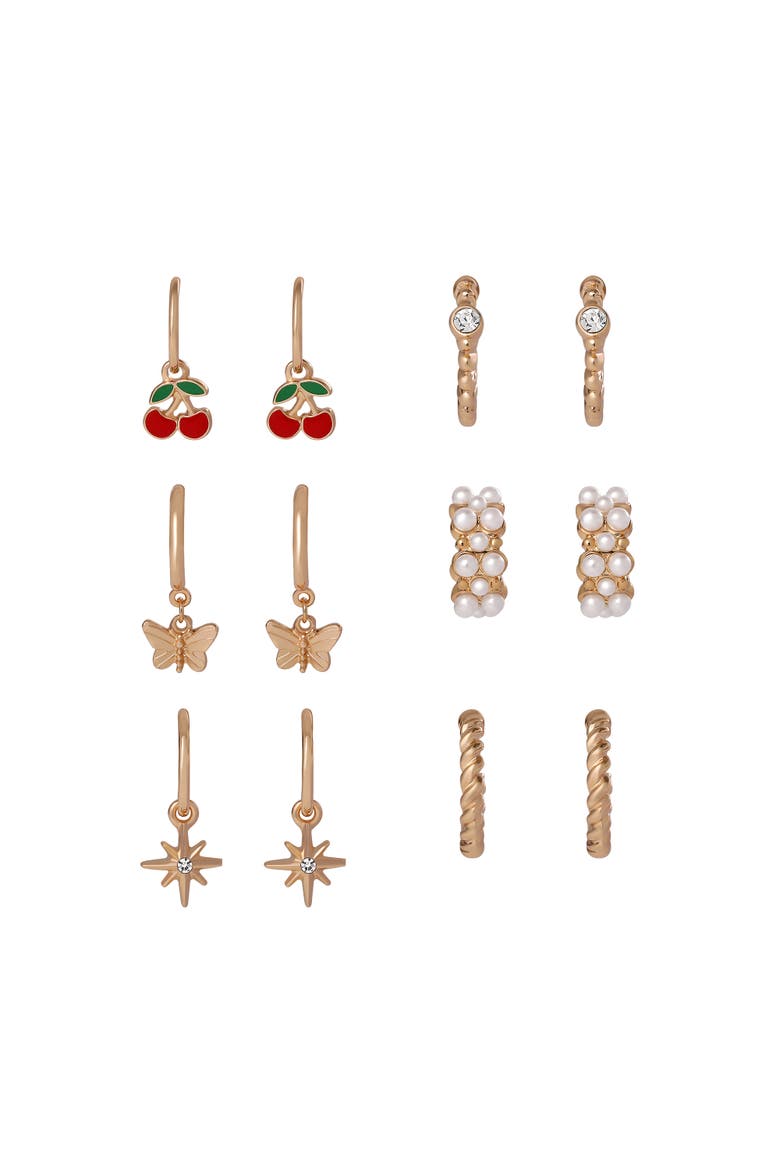Gold Pearl Earrings Set, Main, color, Gold