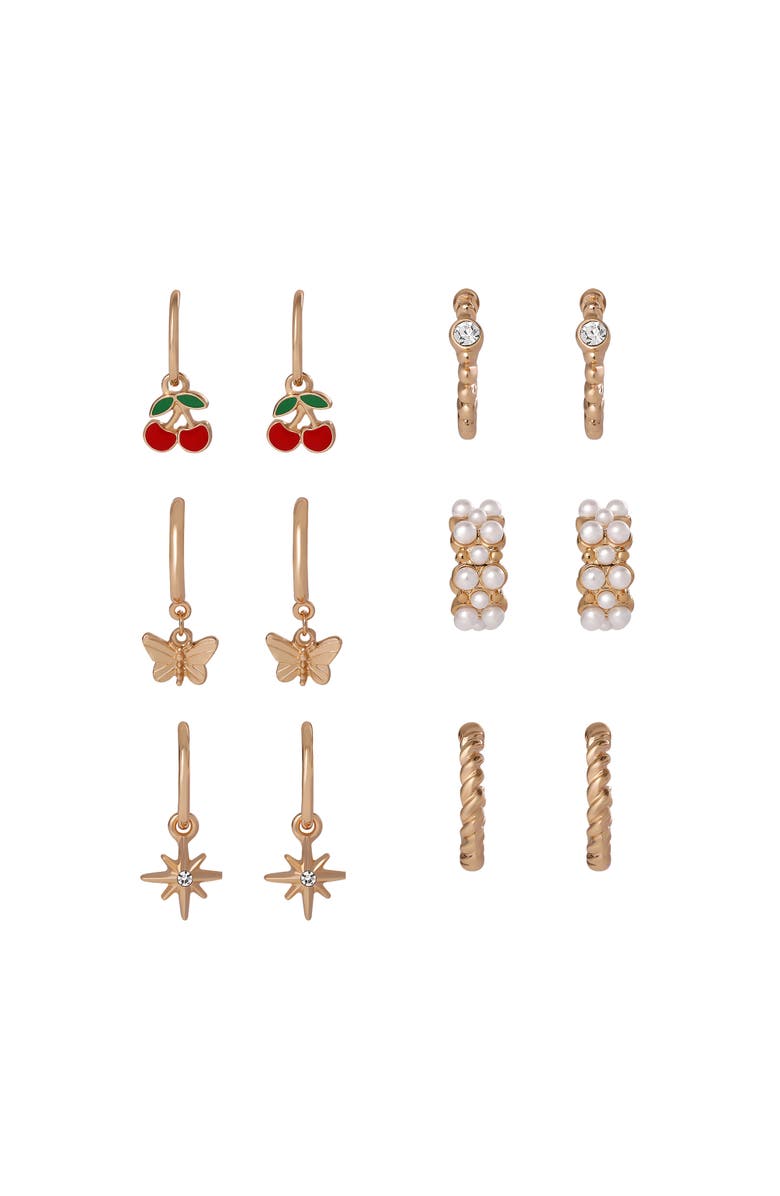 Jessica Simpson Gold Pearl Earrings Set, Main, color, Gold