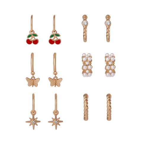 Gold Pearl Earrings Set
