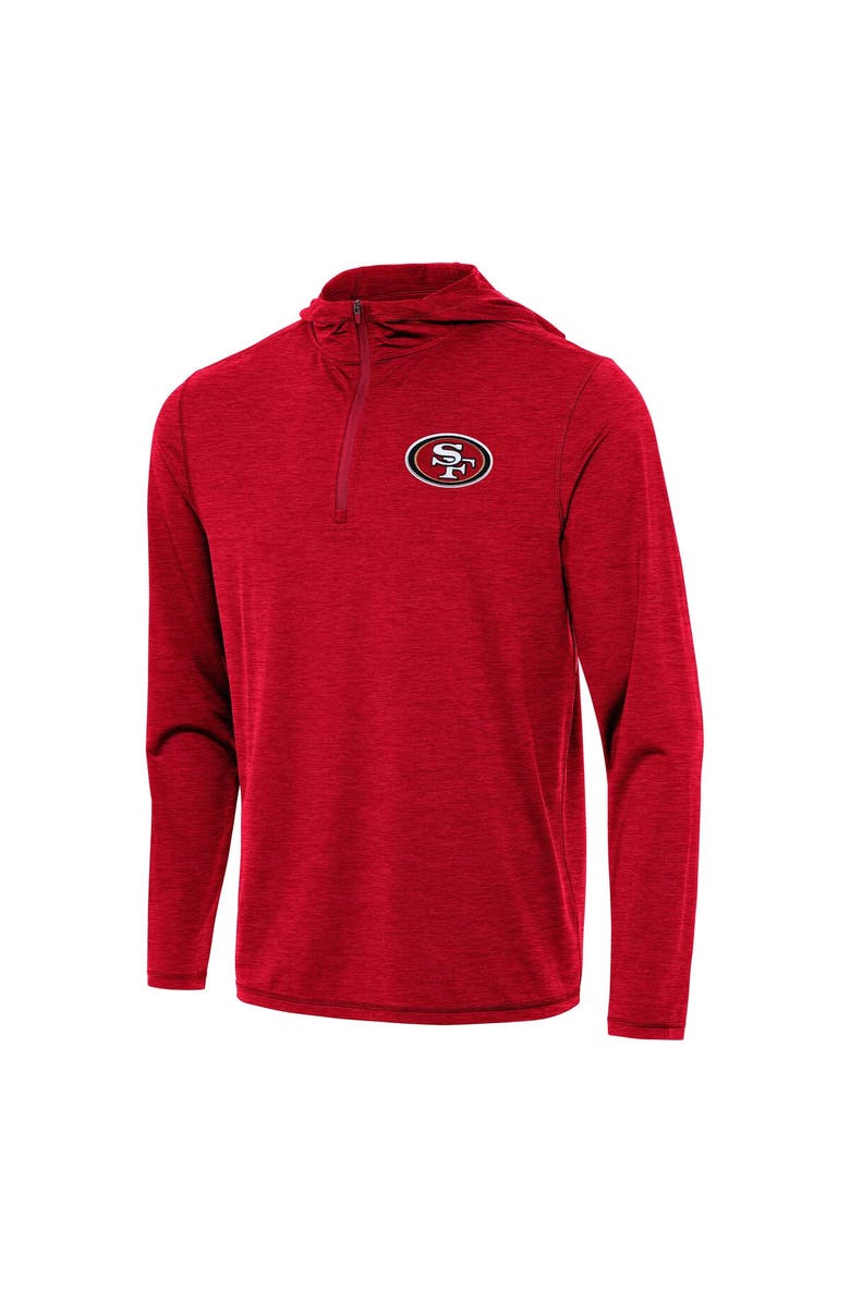 ANTIGUA Men's Antigua Heather Scarlet San Francisco 49ers  Tidy Quarter-Zip Pullover Hoodie, Alternate, color, 