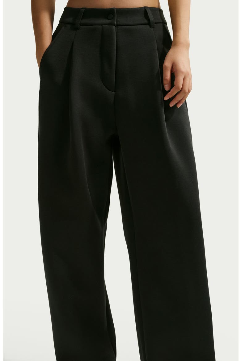 Pregame Fleece Pleated Wide Leg Pants, Alternate, color, 010 BLACK/BLACK