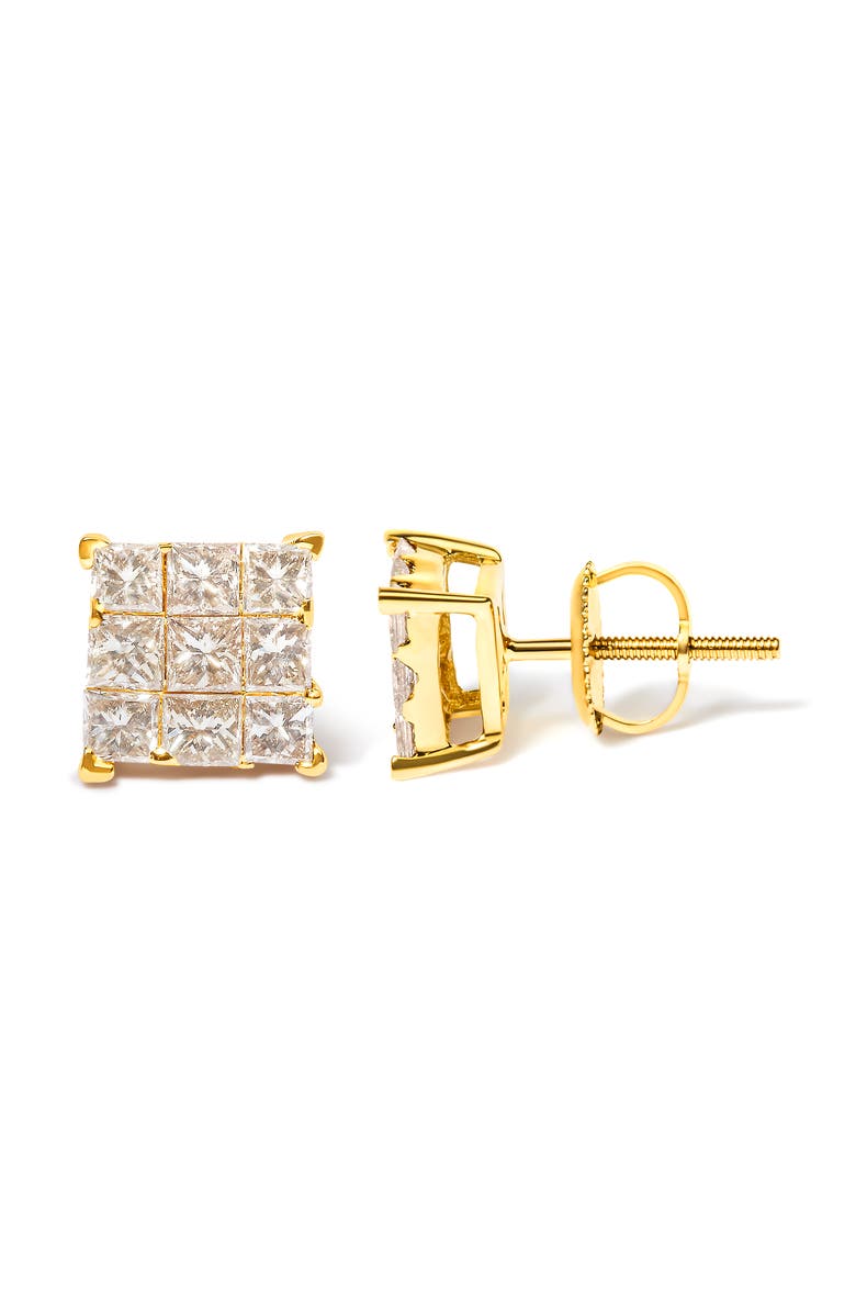 Haus of Brilliance 14K Yellow Gold 1 1/2 Cttw Princess-Cut Diamond Square Stud Earrings, Alternate, color, Yellow