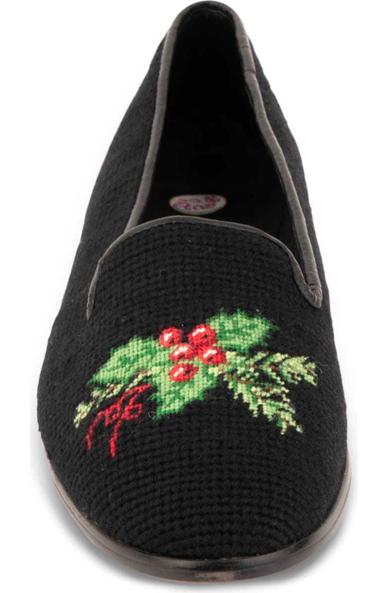 ByPaige Needlepoint Holly Flat, Alternate, color, Black