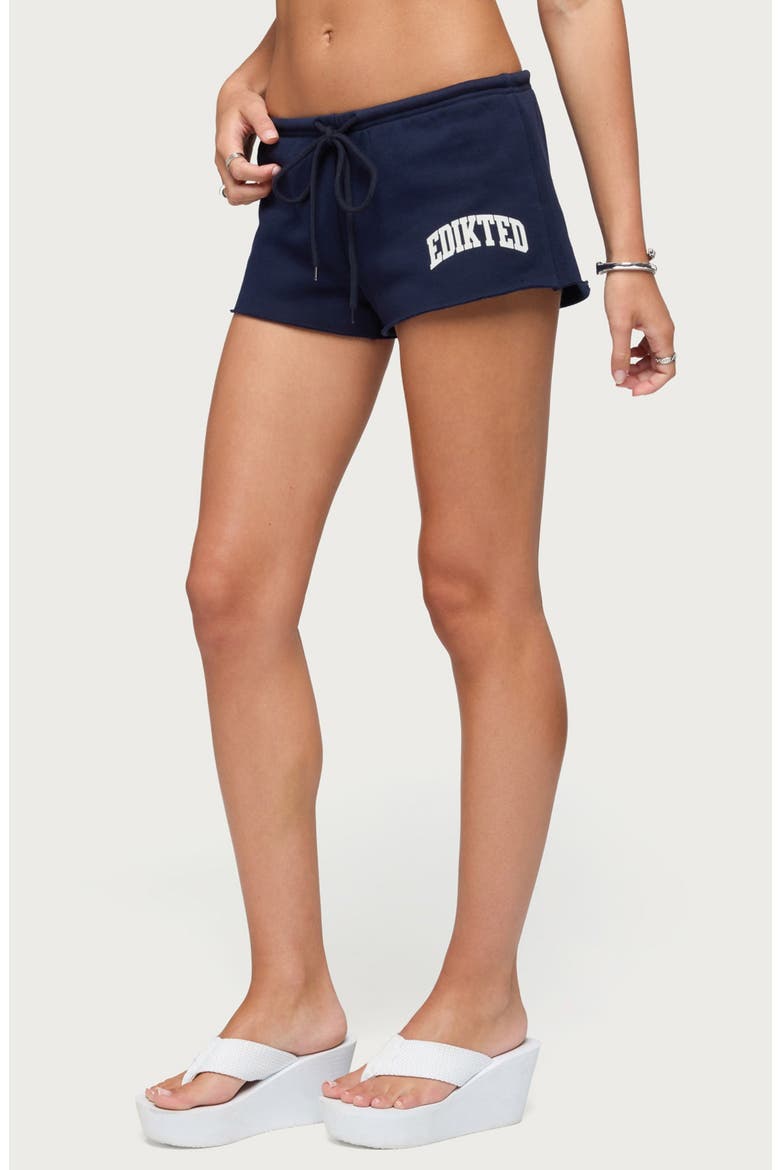 Sporty Babe Drawstring Micro Shorts, Alternate, color, NAVY
