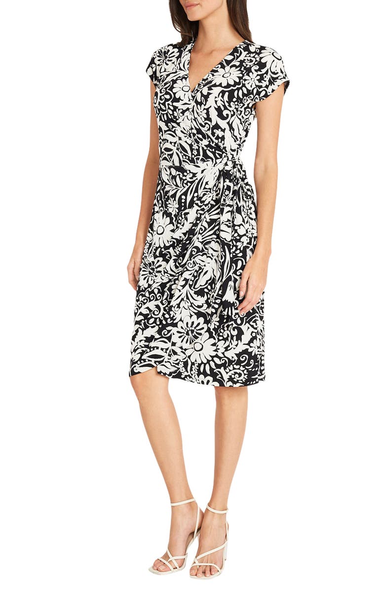 Maggy London Matte Jersey Short Sleeve Wrap Dress, Alternate, color, 