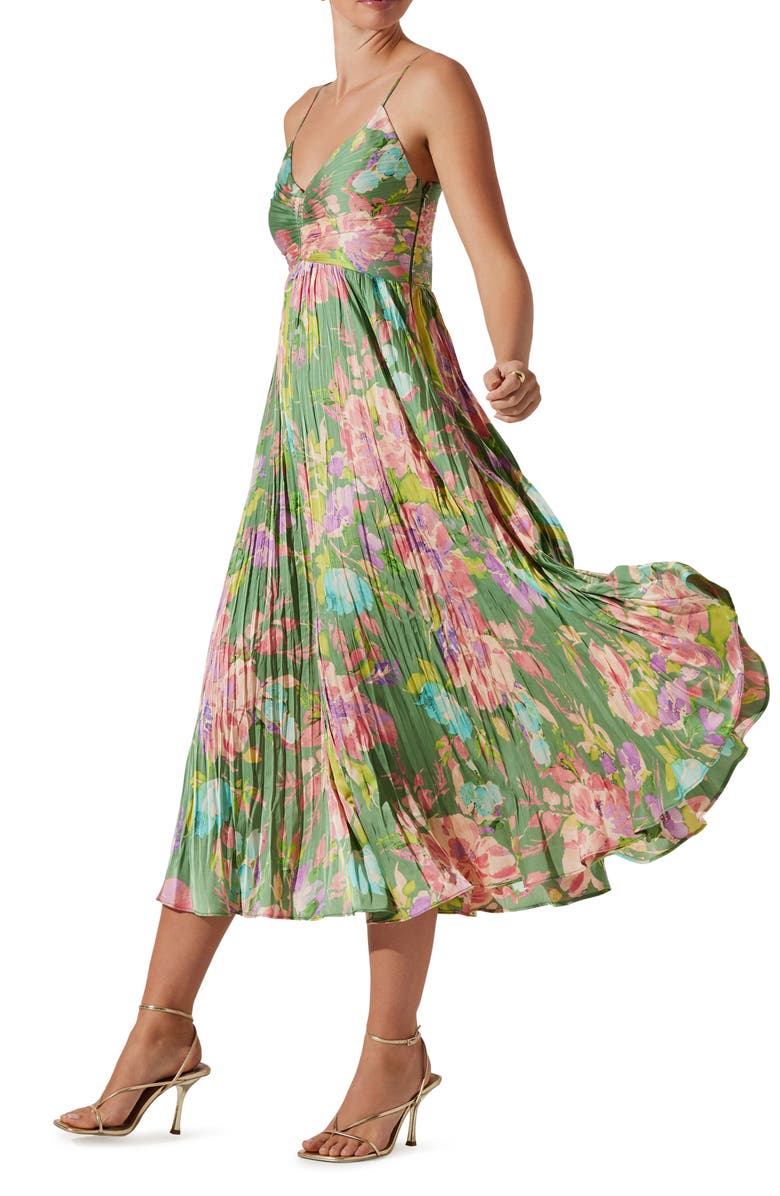 ASTR the Label Maeve Midi Dress, Alternate, color, Green Pink Floral