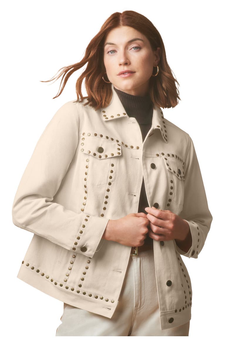 Classic Cotton Denim Jacket, Main, color, OATMEAL STUDS