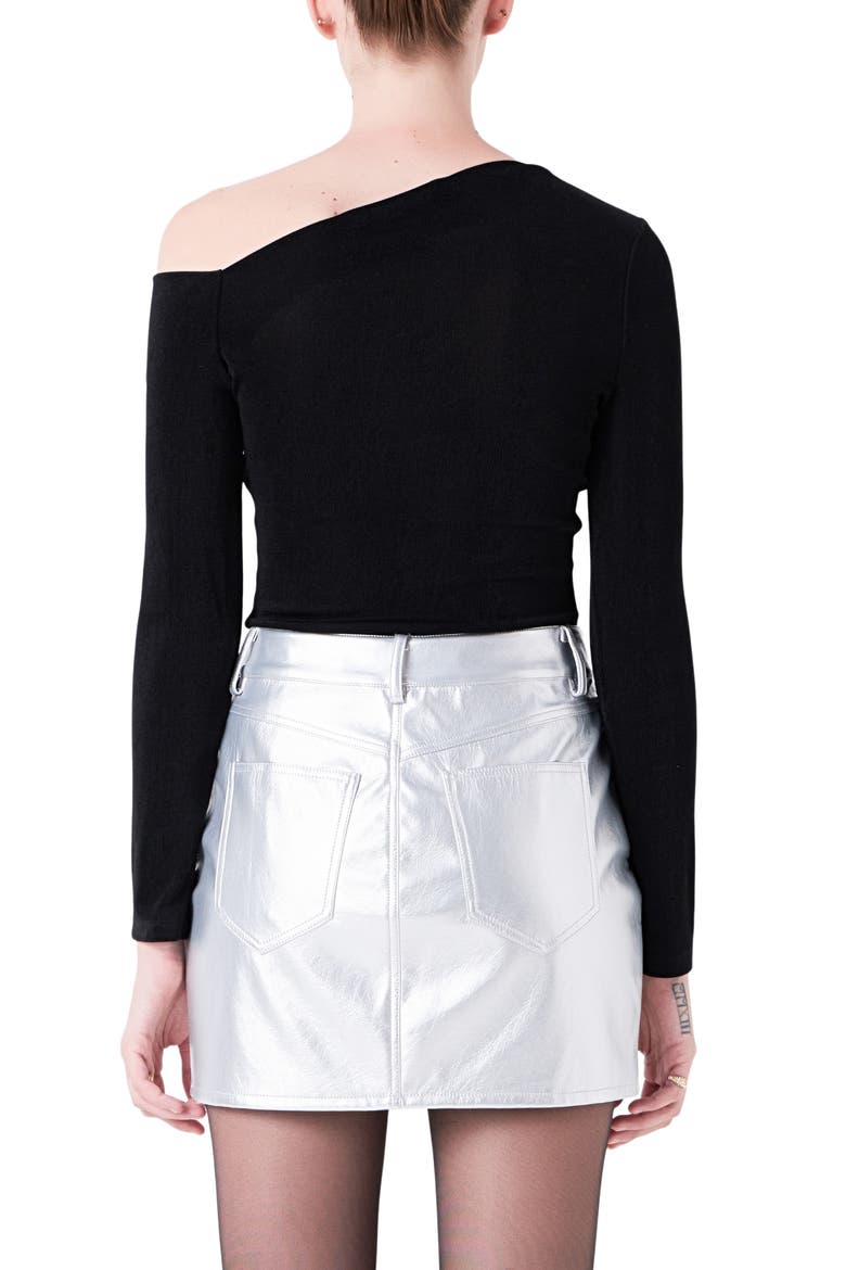 Asymmetric One-Shoulder Top, Alternate, color, BLACK