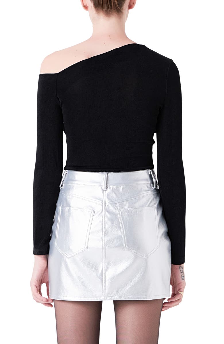 Grey Lab Asymmetric One-Shoulder Top, Alternate, color, Black