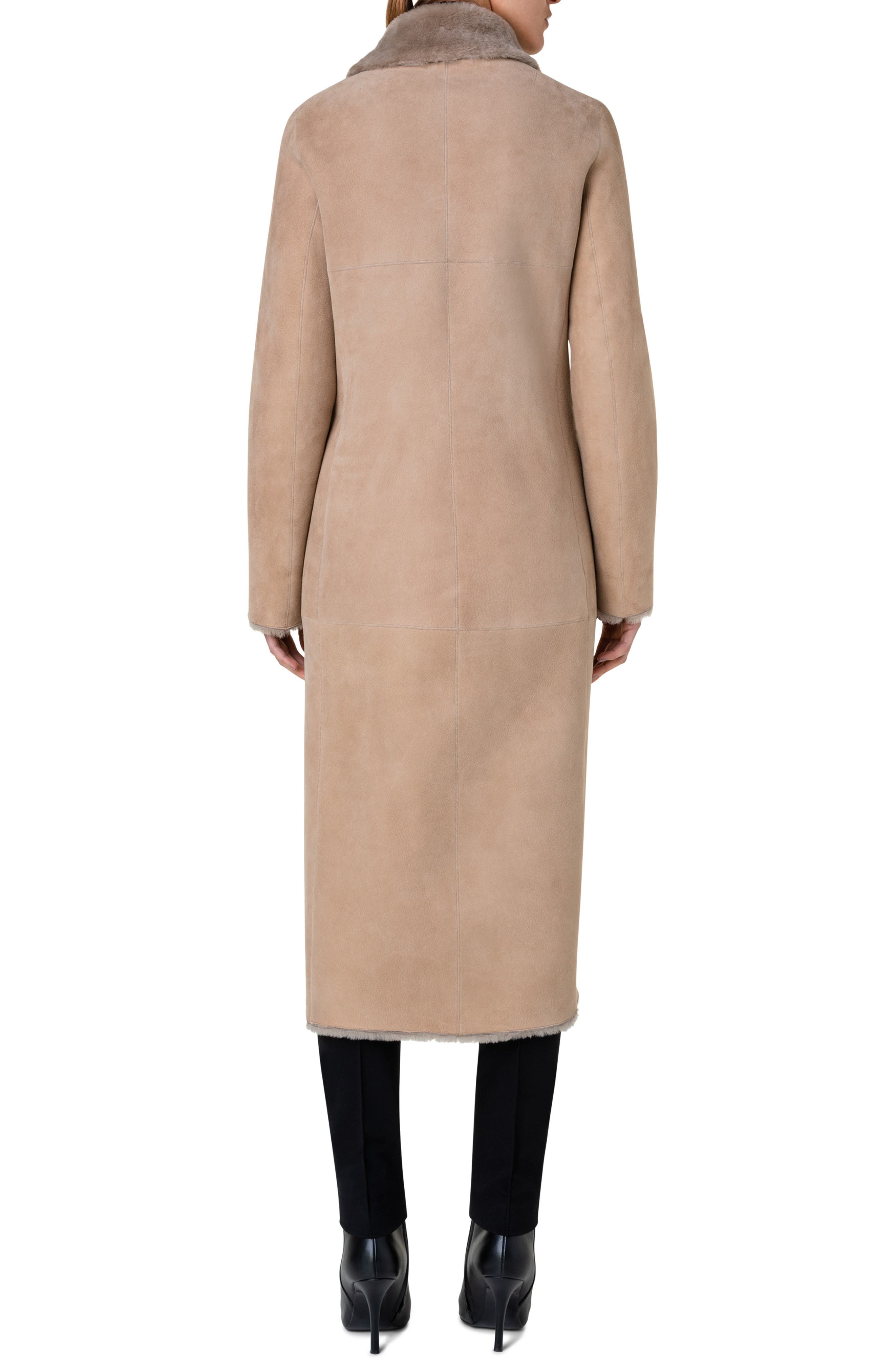 Double Breasted Genuine Shearling Leather Coat - image 2