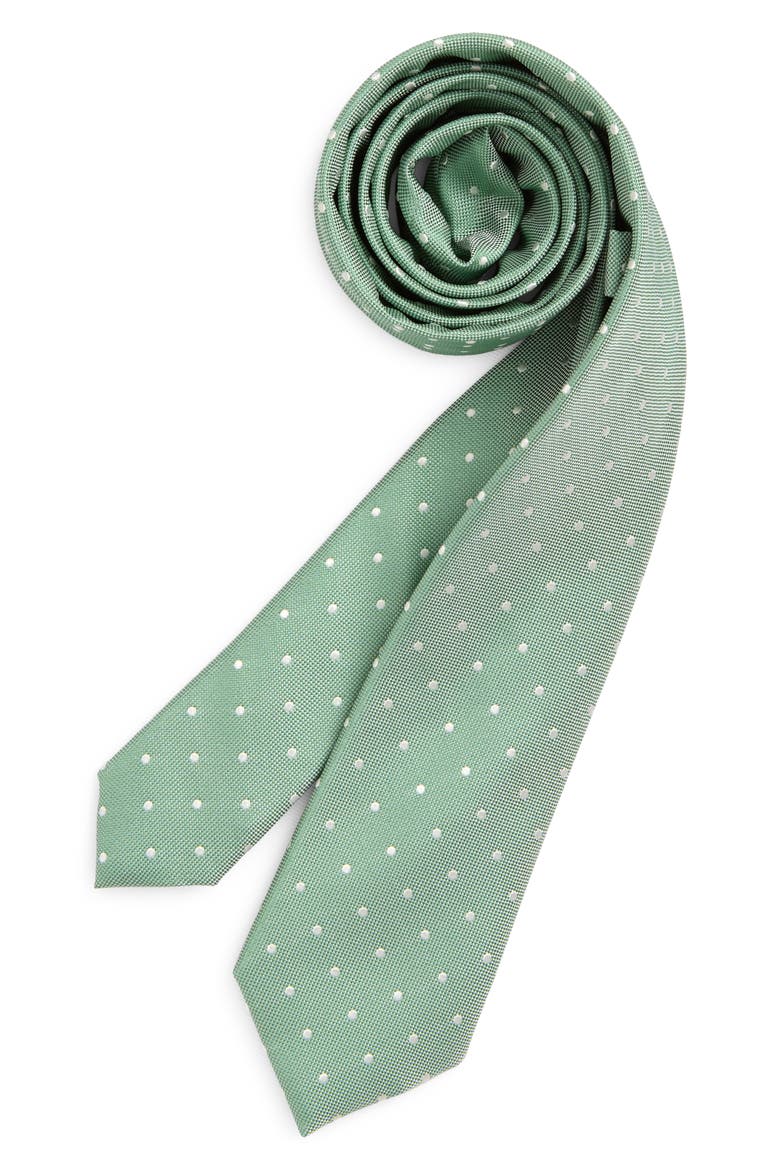 Kids' Francesco Dot Print Silk Tie, Main, color, FRANCESCO DOT LIGHT GREEN