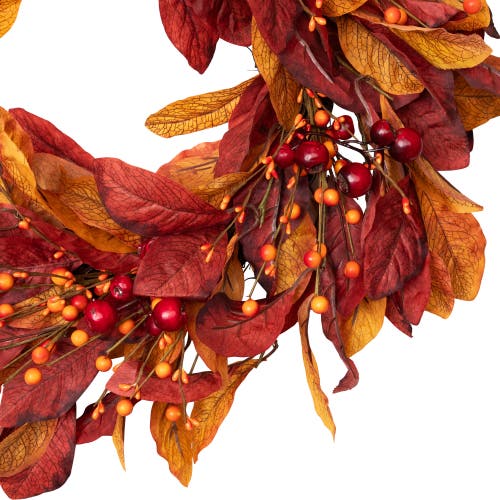 Northlight Berries With Leaves Artificial Fall Harvest Twig Wreath In Red