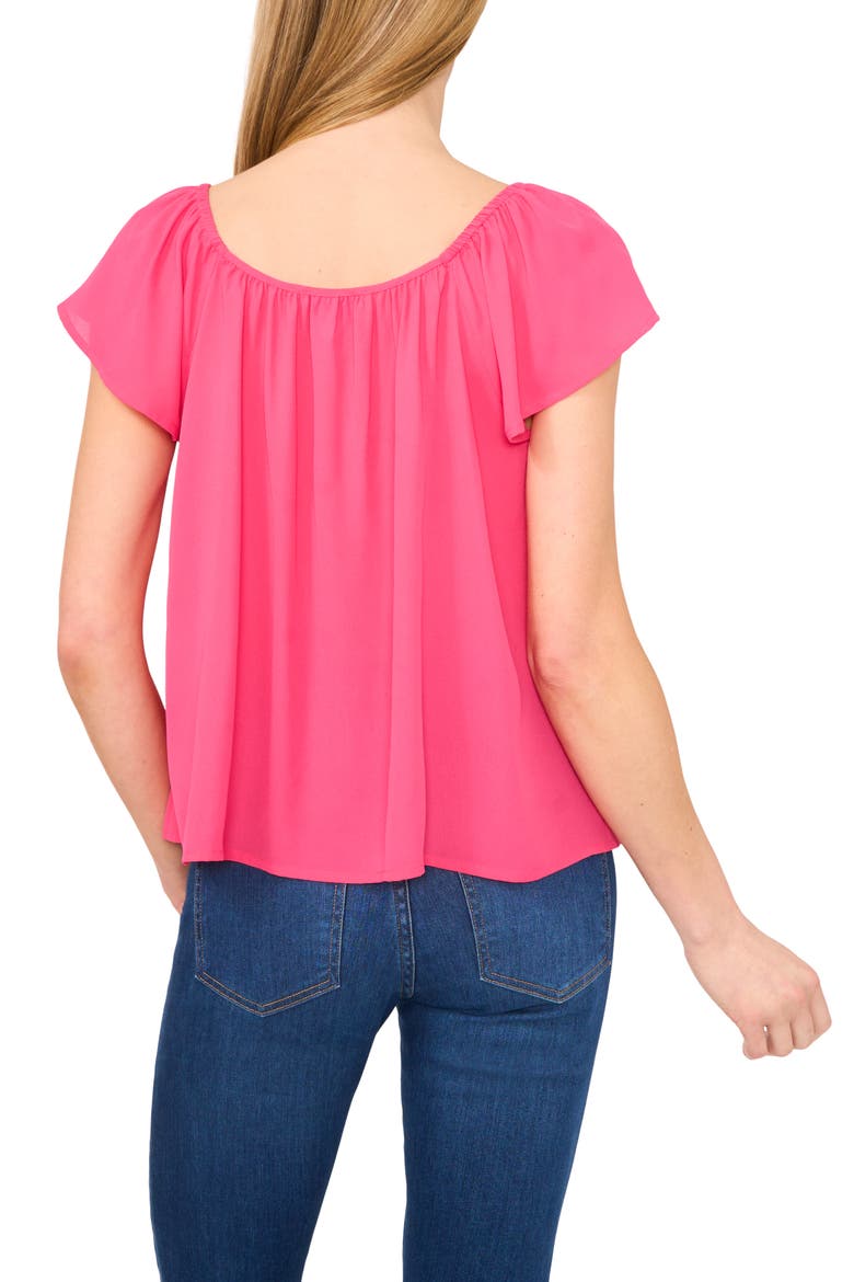 Scoop Neck Flutter Sleeve Top, Alternate, color, MAGENTA