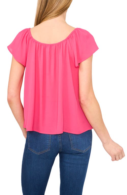 Cece Scoop Neck Flutter Sleeve Top