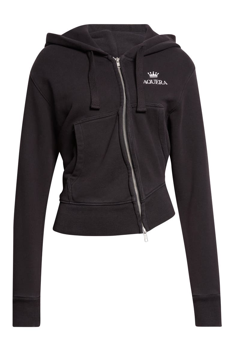 Twisted Cotton Fleece Hoodie, Alternate, color, BLACK
