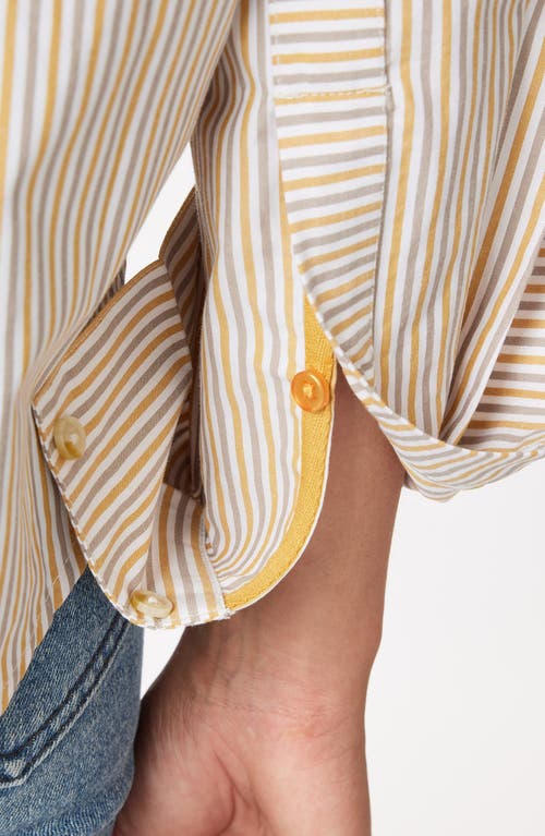 Scotch & Soda Mixed Stripe Crop Button-up Shirt In Neutral