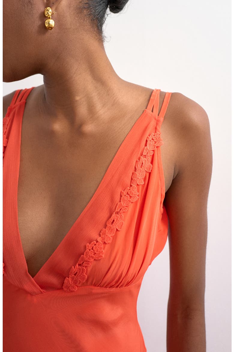 Embroidered Sleeveless Maxi Dress, Alternate, color, ORANGE