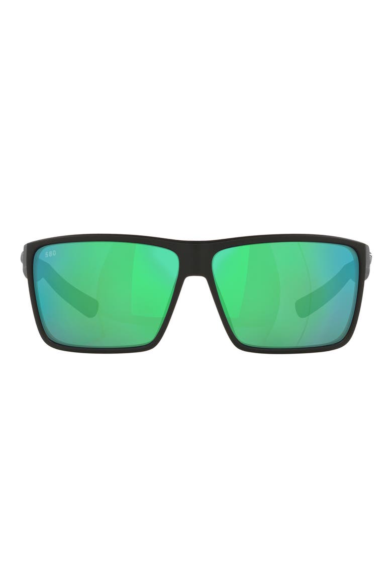 63mm Polarized Oversize Square Sunglasses, Main, color, GREEN MIRROR