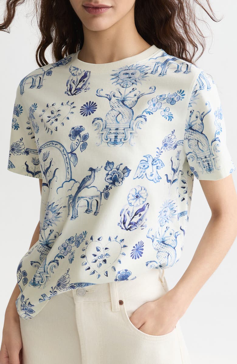 Scotch & Soda Print Cotton T-Shirt, Alternate, color, Delft Tiles Blue
