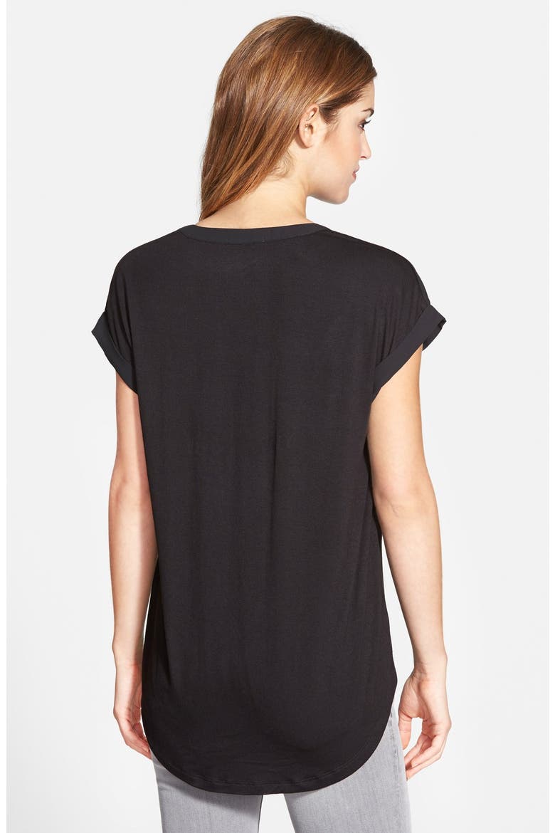Split Neck Top (Nordstrom Exclusive), Alternate, color, BLACK