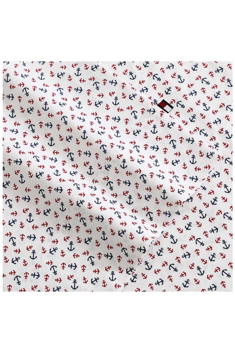 Atlantic Anchors Cotton Percale Sheet Set, Alternate, color, RED