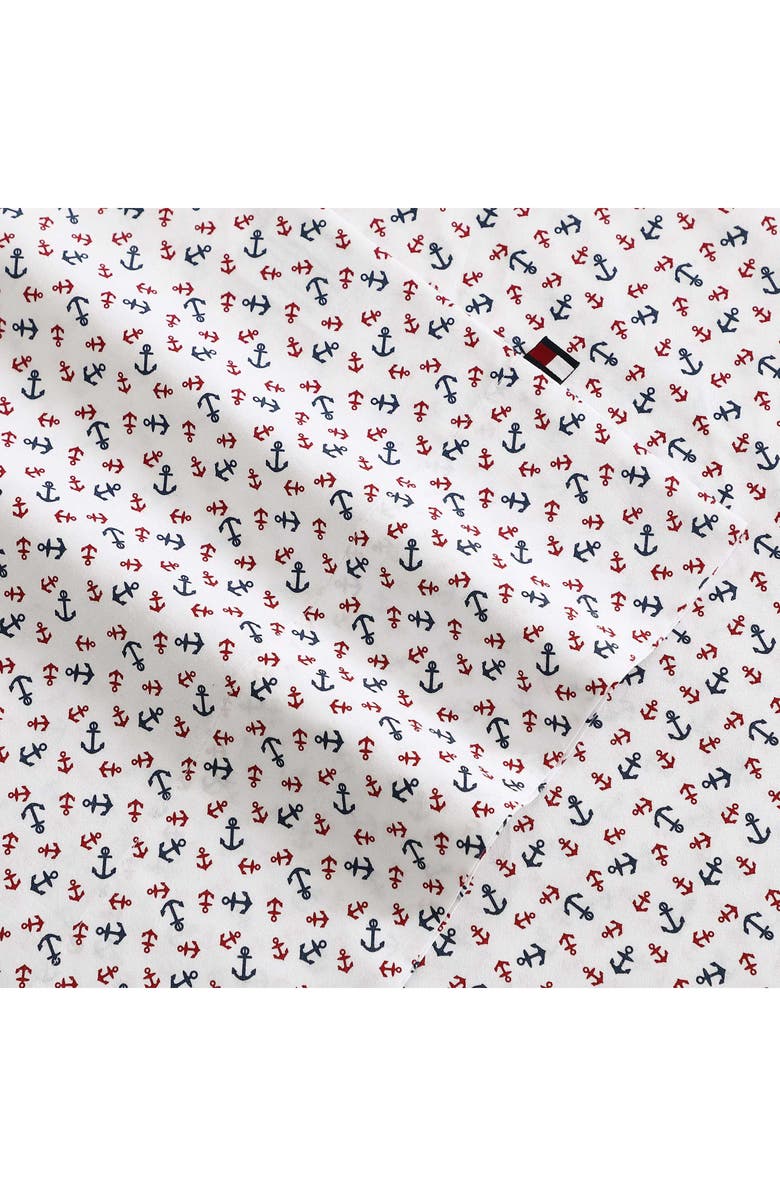 Tommy Hilfiger Atlantic Anchors Cotton Percale Sheet Set, Alternate, color, Red