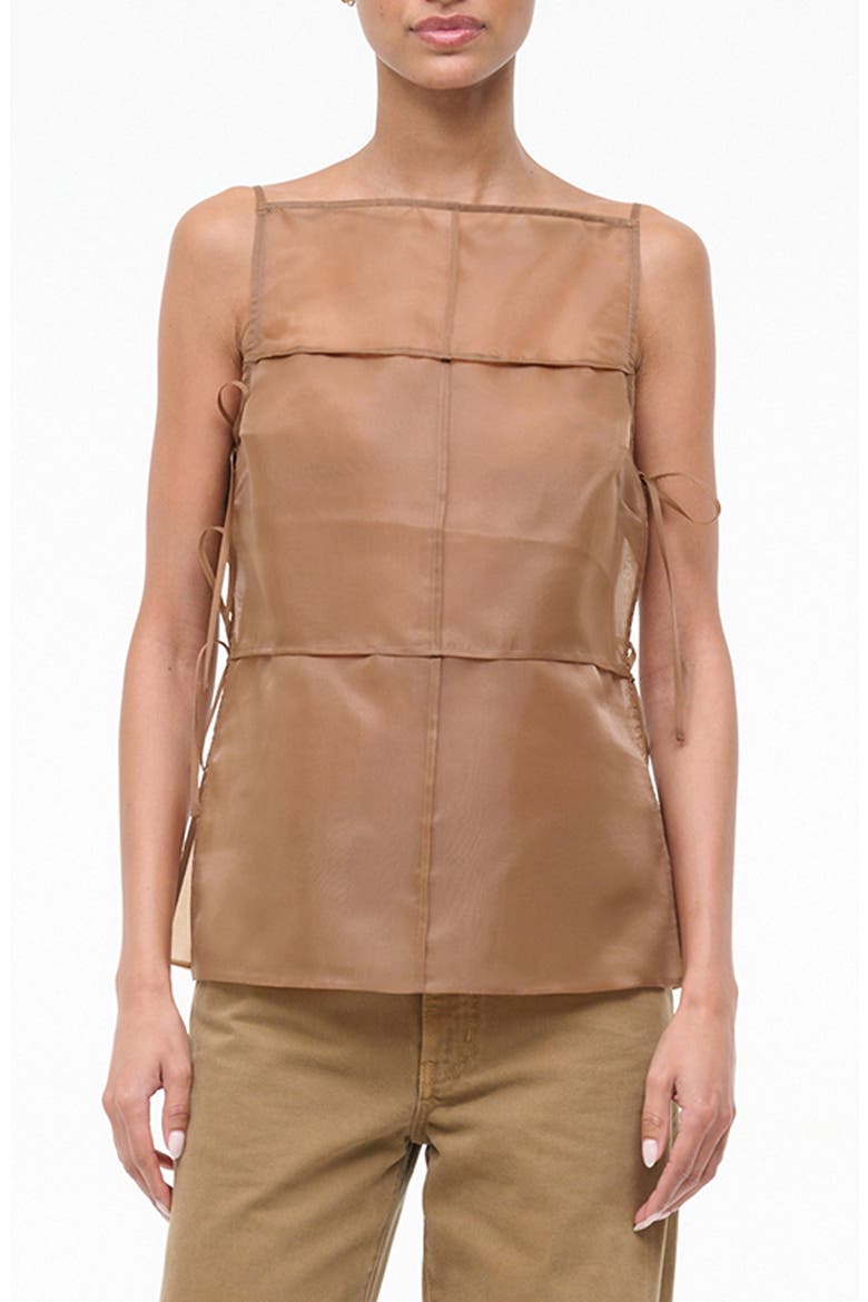 Chandler Side Tie Sleeveless Chiffon Top, Main, color, WALNUT