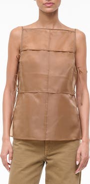 STAUD Chandler Side Tie Sleeveless Chiffon Top