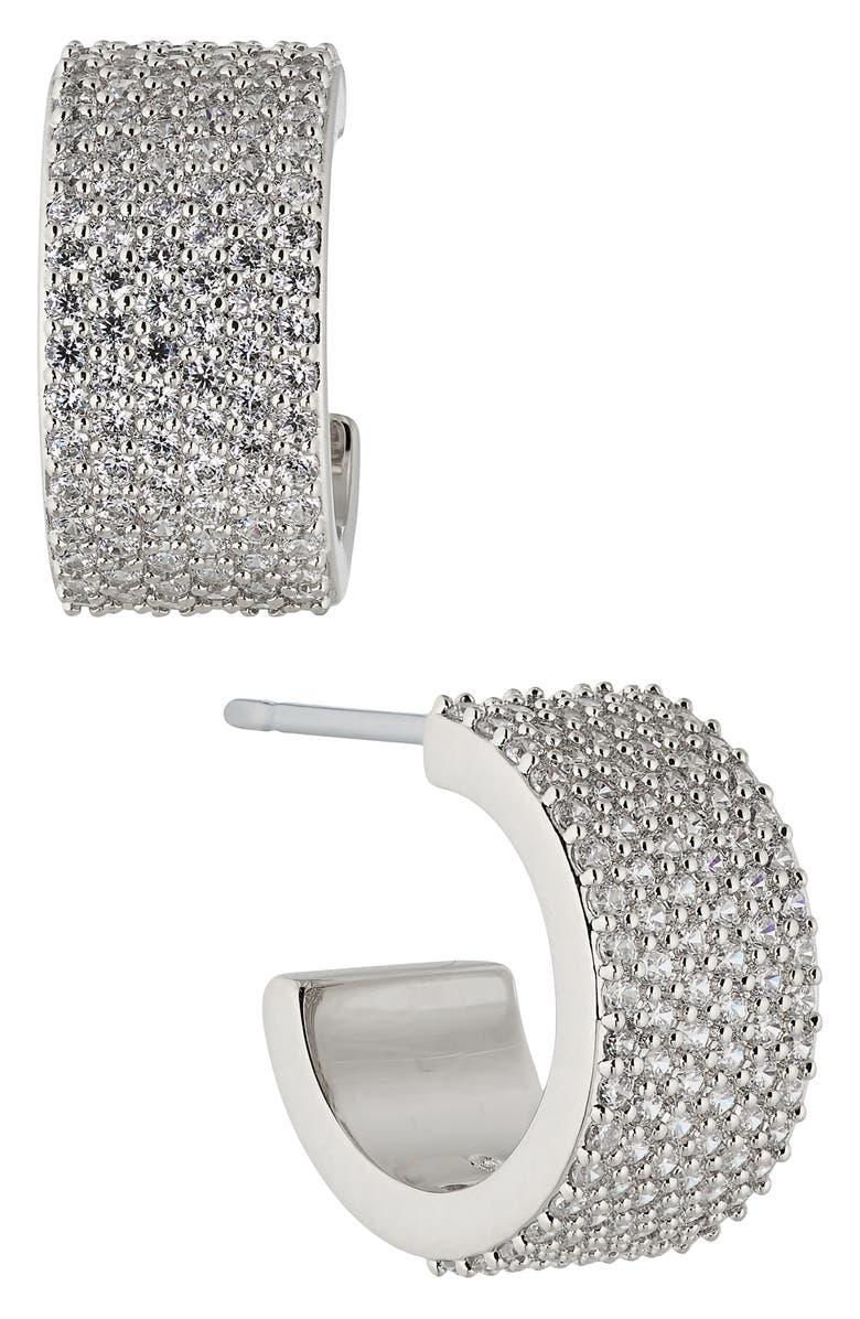 Nadri Disco Chunky Pavé Huggie Hoop Earrings, Main, color, 