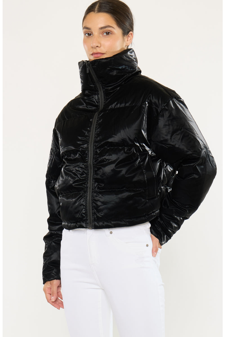 Lux Cropped Puffer Jacket, Alternate, color, Black