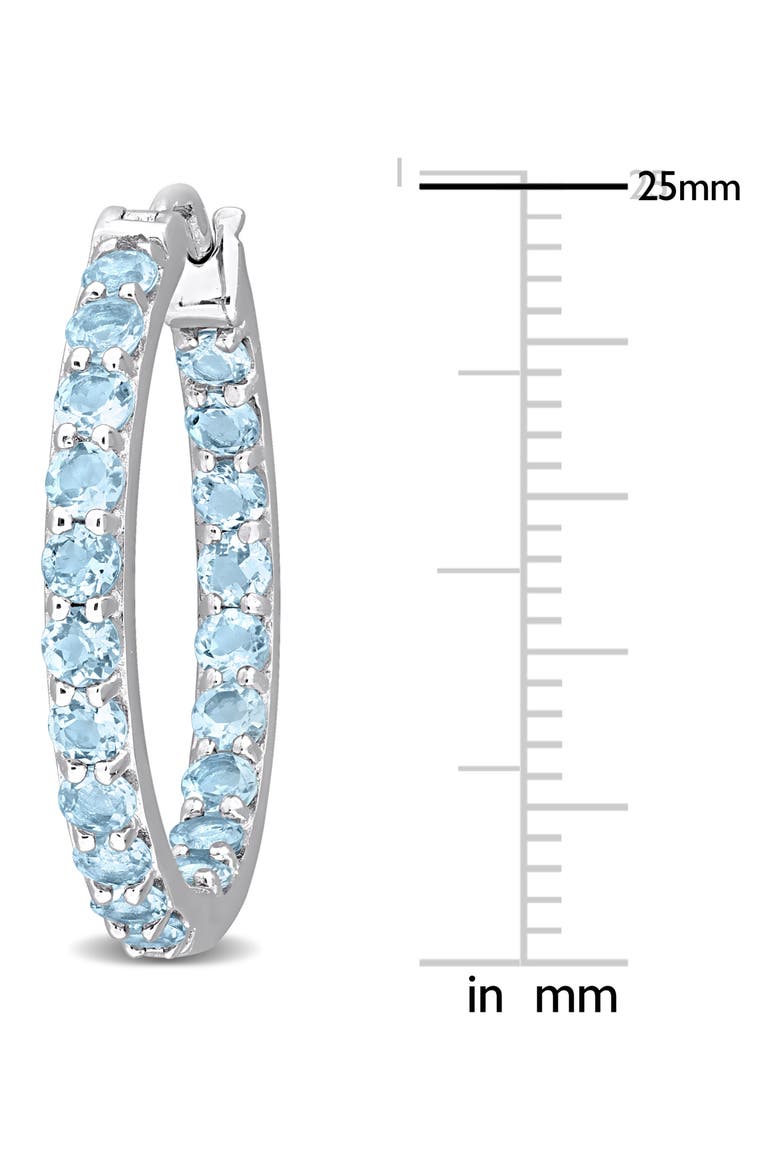 Sterling Silver Blue Topaz Inside & Outside Hoop Earrings, Alternate, color, SILVER/BLUE