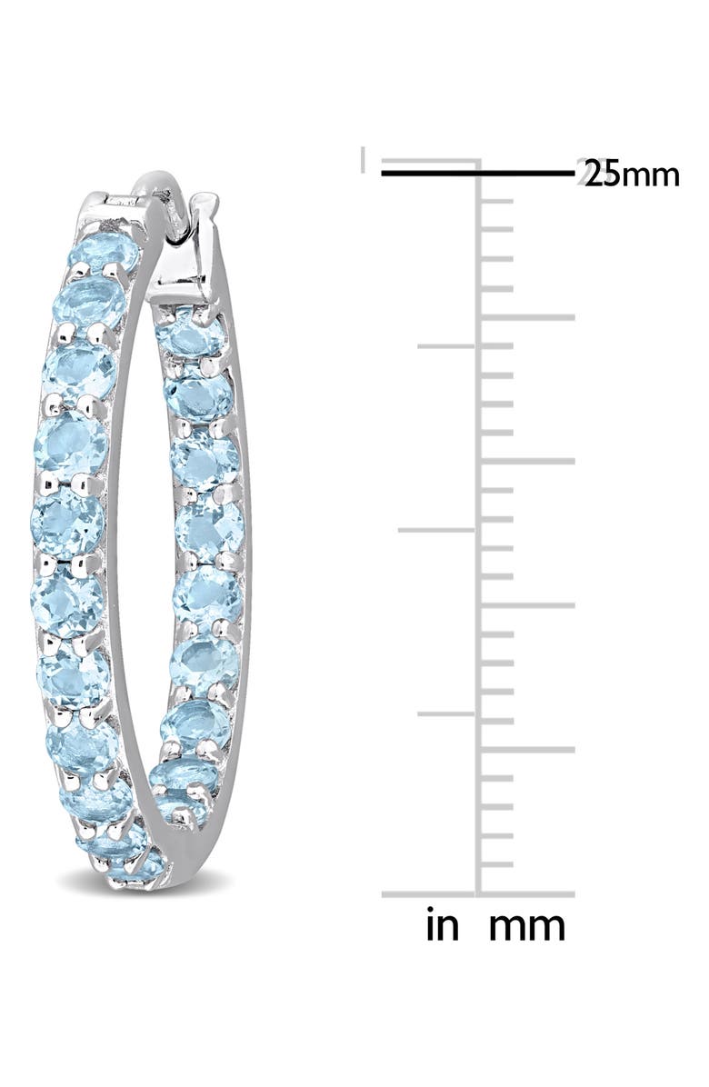 DELMAR Sterling Silver Blue Topaz Inside & Outside Hoop Earrings, Alternate, color, 