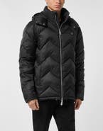 PHILIPP PLEIN Nylon Short Puffer Jacket Zigzag Men