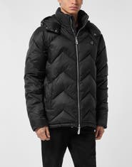 PHILIPP PLEIN Nylon Short Puffer Jacket Zigzag Men