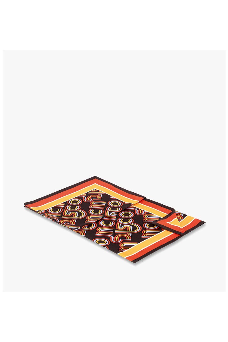 Disco Monogram Scarf in Organic Silk, Alternate, color, Cinnamon