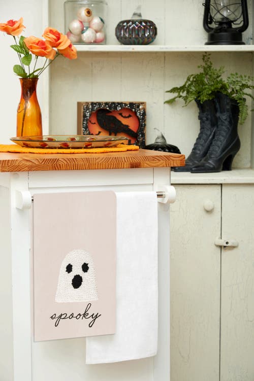 C & F Home C&f Home Spooky French Knot Flour Sack Cotton Halloween Embroidered Kitchen Towel In Neutral